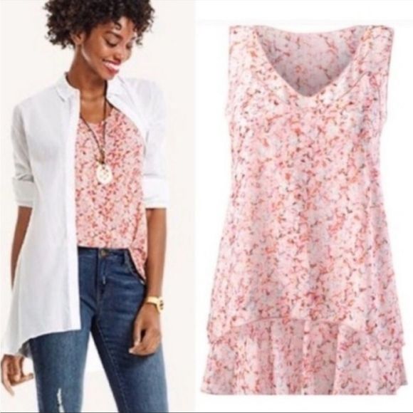 CAbi Sweet Floral Print Semi Sheer Sleeveless Layered Bella Top, Style #… - Picture 8 of 9